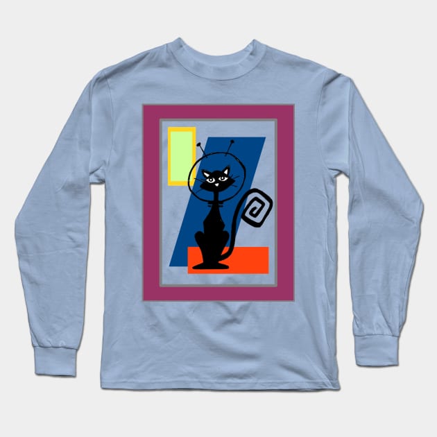 Retro Cat Long Sleeve T-Shirt by BubbaWorldComix